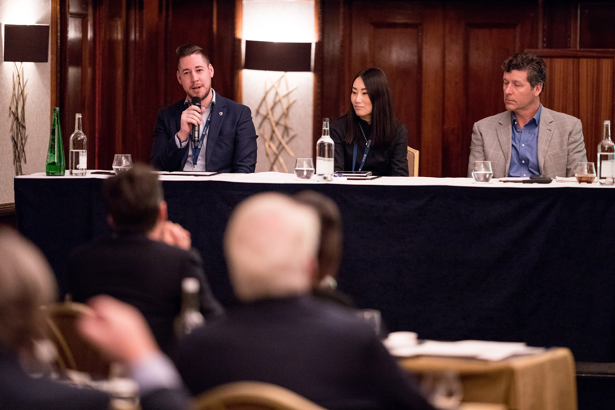 Lucien Douwes speaking on an international real estate panel